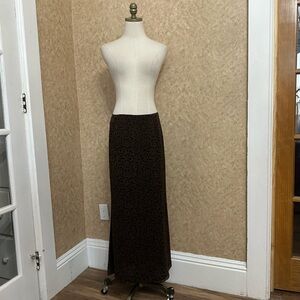 VTG Y2K 90s Dark Floral Black & Brown 100% Silk Maxi Skirt